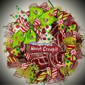 Grinch Christmas wreath XL 22 inch handmade grinch decorations Whoville
